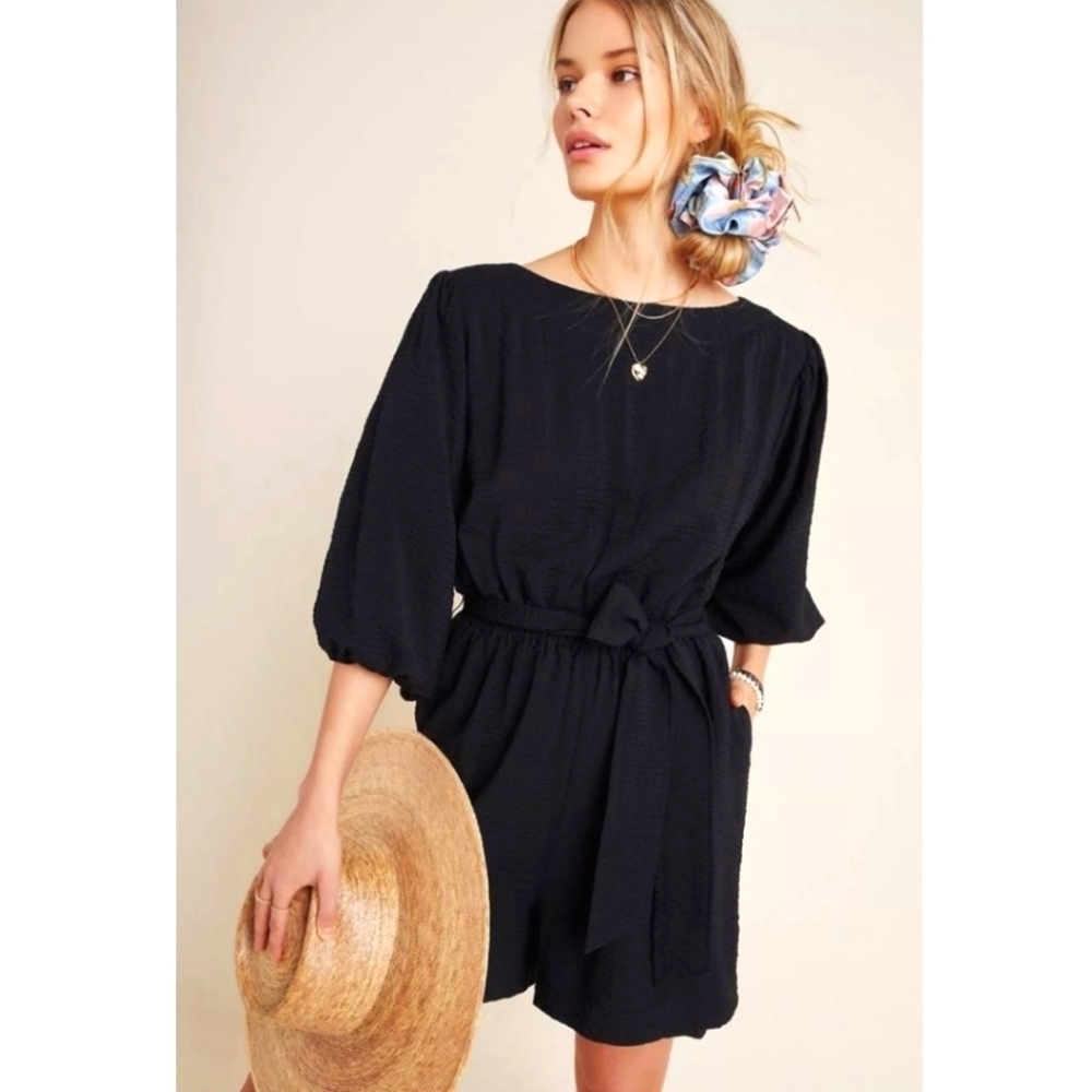 Anthropologie Francesca balloon sleeve romper sz S